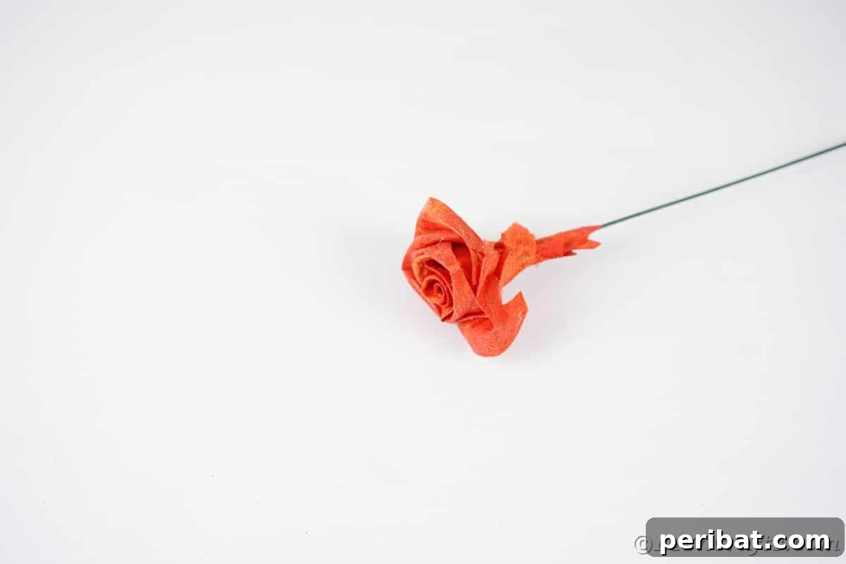 Elegant Autumn Rose Displays Crafted from Faux Foliage 17 Flower being assembled on white table