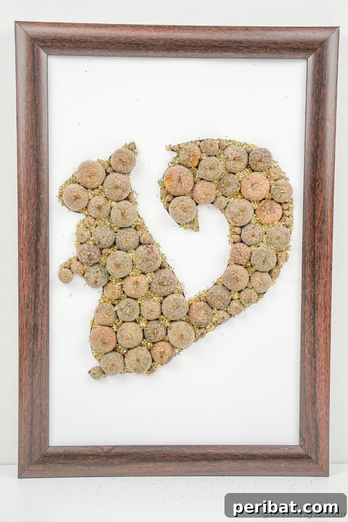 Charming Framed Squirrel with Acorn Cap Wall Decor 4 Wooden frame around acorn cap squirrel