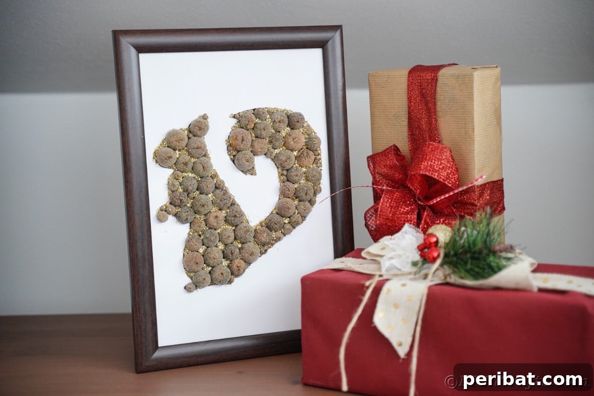 Charming Framed Squirrel with Acorn Cap Wall Decor 5 Framed squirrel art on table by red wrapped gift