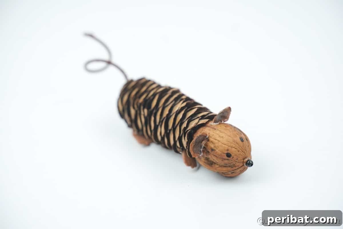 Adorable Pinecone and Pecan Mice Craft 25 miniature pinecone and pecan mouse on white table
