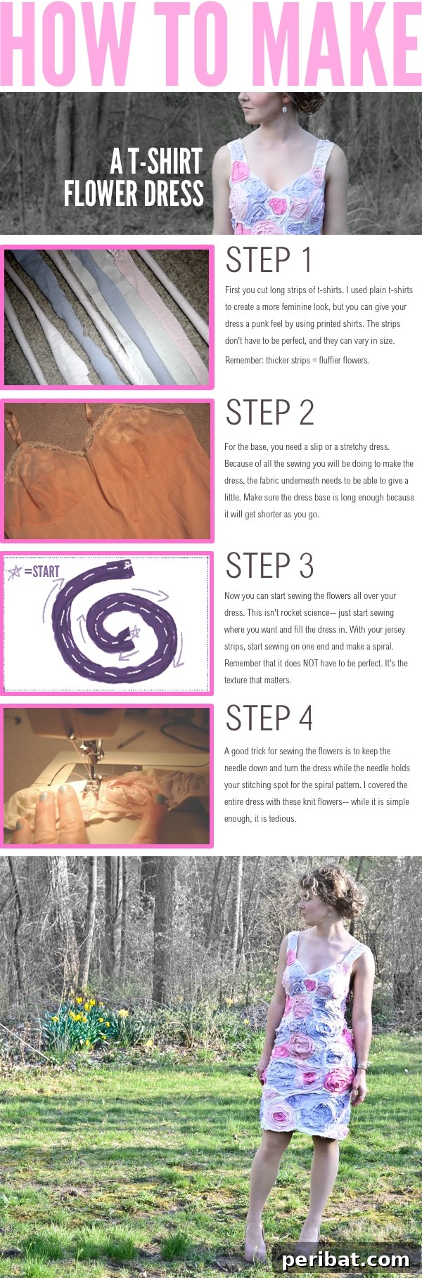 Lovely Fashion DIY Project: T-Shirt Flower Dress 