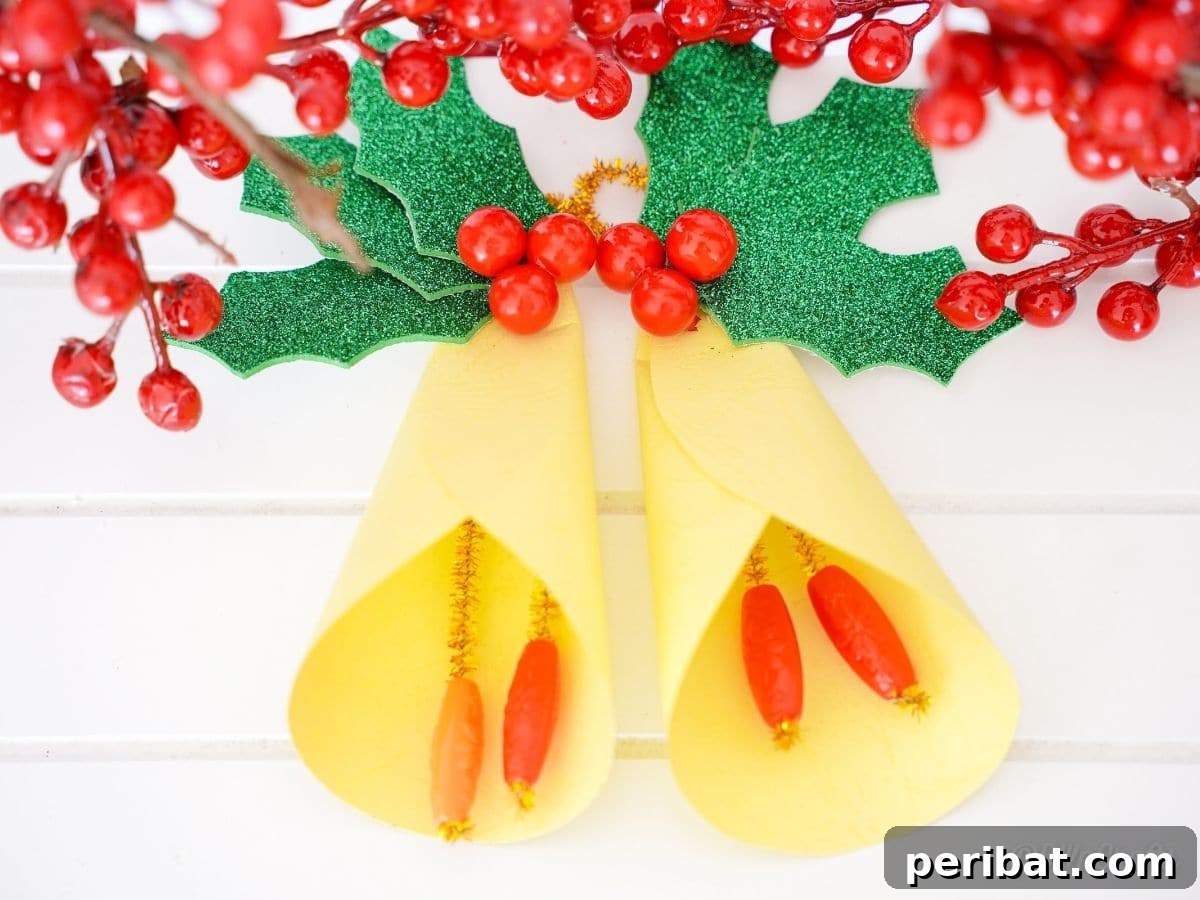 Handcrafted Paper Holly Christmas Ornament 5 fake berries above paper holly leaf ornament, highlighting berry options