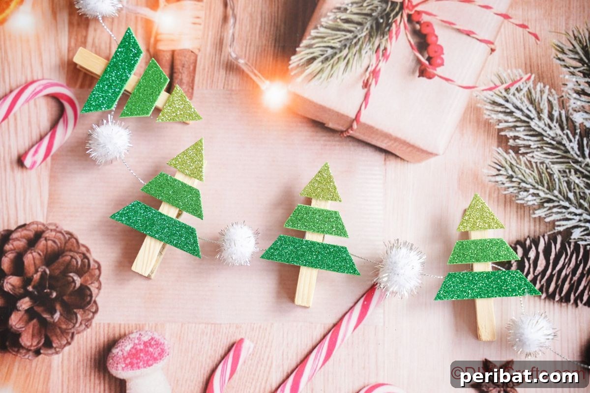 holiday paper holding mini christmas tree garland
