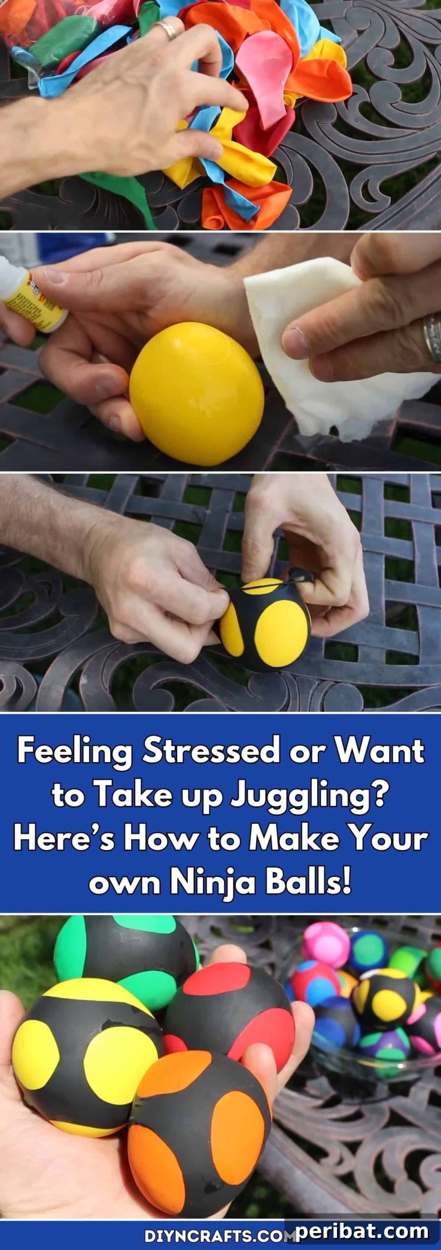 Unleash Your Inner Juggler: DIY Ninja Balls for Calm and Coordination 2 Smiling person holding colorful homemade ninja balls, suggesting stress relief and fun craft activity
