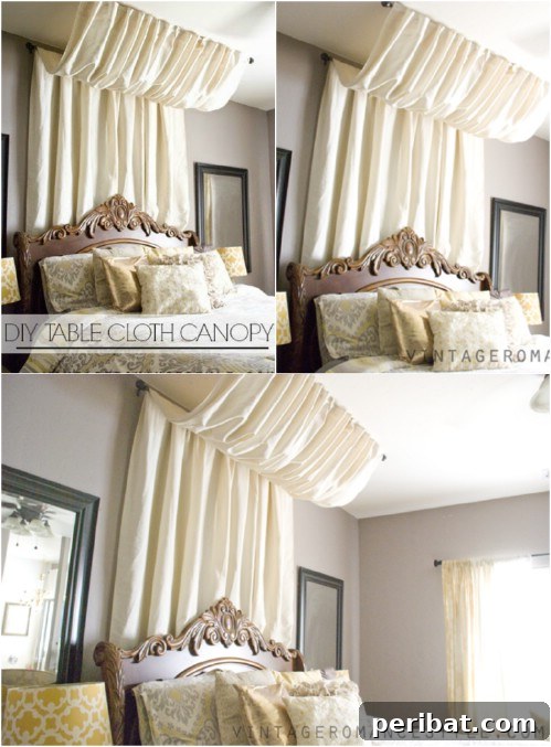 Easy No-Sew Pleated Canopy from a tablecloth