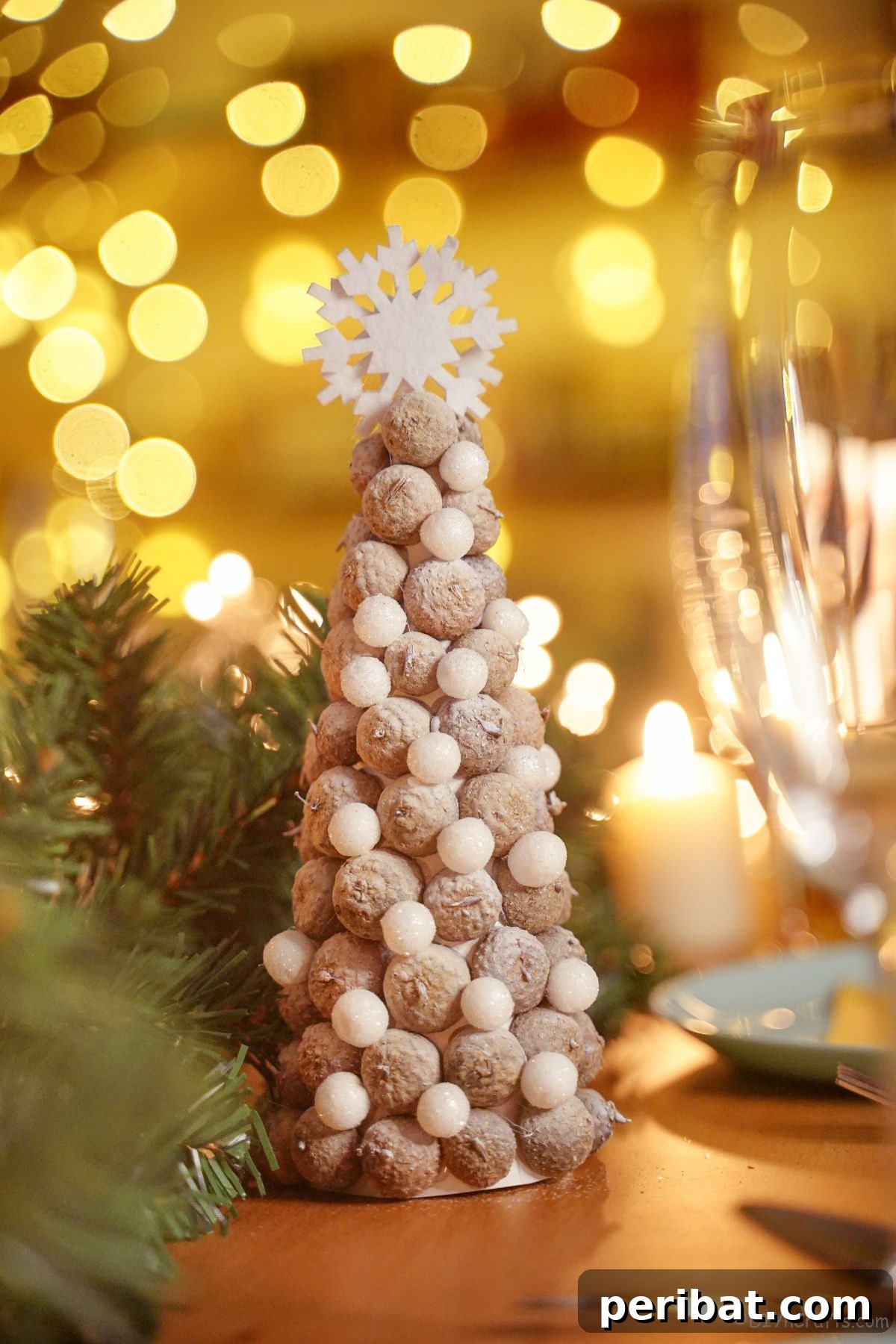 mini tree on table with greenery and white star on top