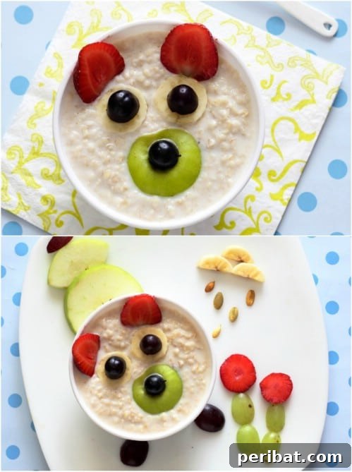 Fun Oatmeal Topped with Fruit for Kids