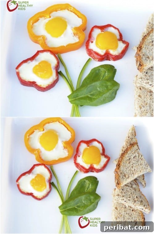 Bell Pepper Egg Flowers for Kids Breakfast