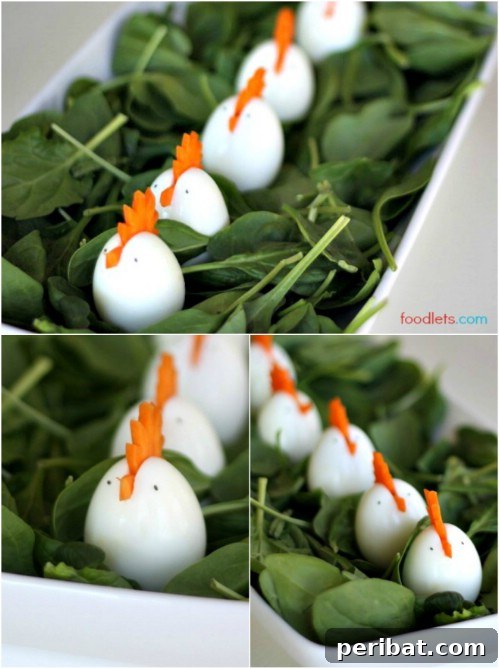 Cute Hard-Boiled Egg Hens with Greens