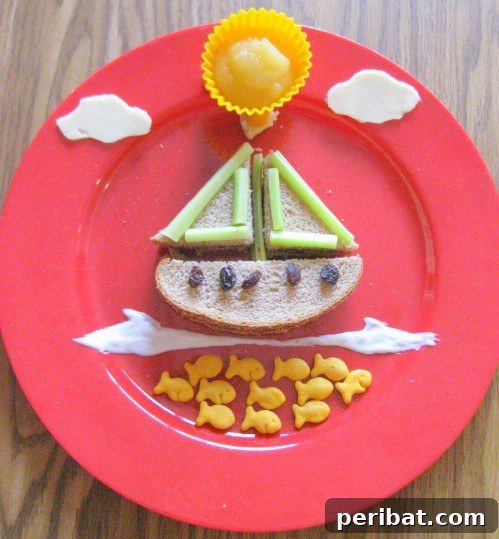 Fun Boat Sandwich with Celery and Raisins