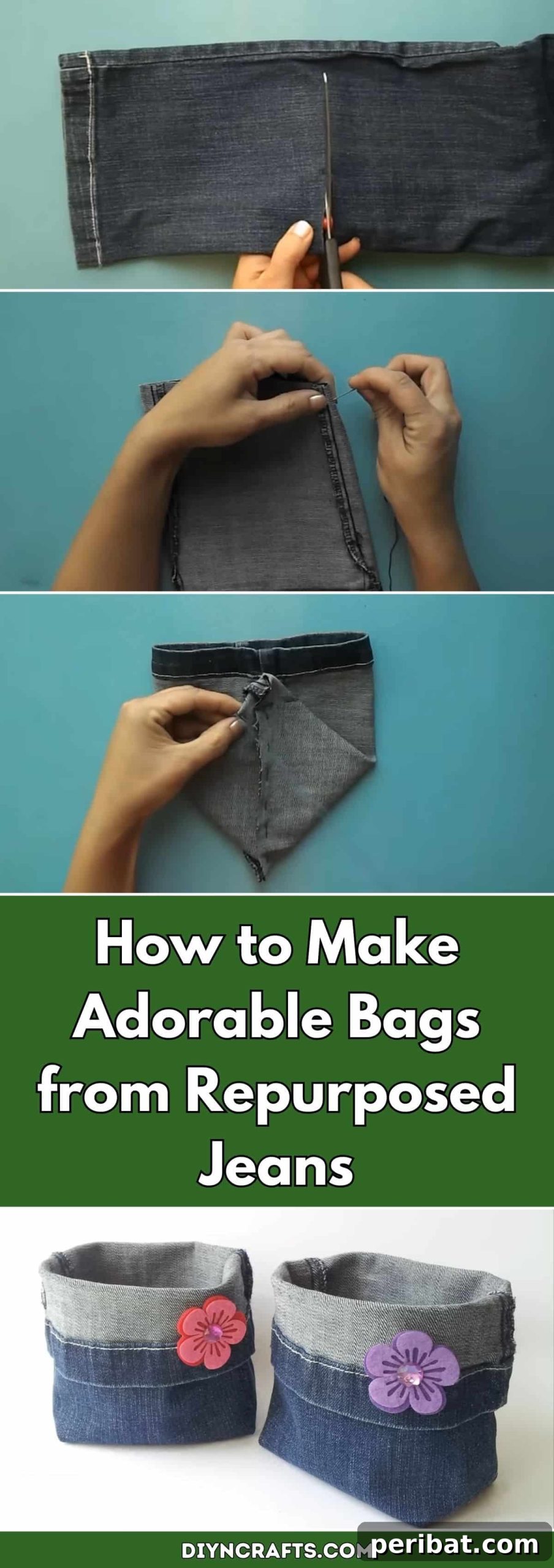 Denim Dreams: Adorable Bags from Upcycled Jeans 2 Step-by-step guide on how to transform old jeans into charming, adorable denim bags and purses for kids.