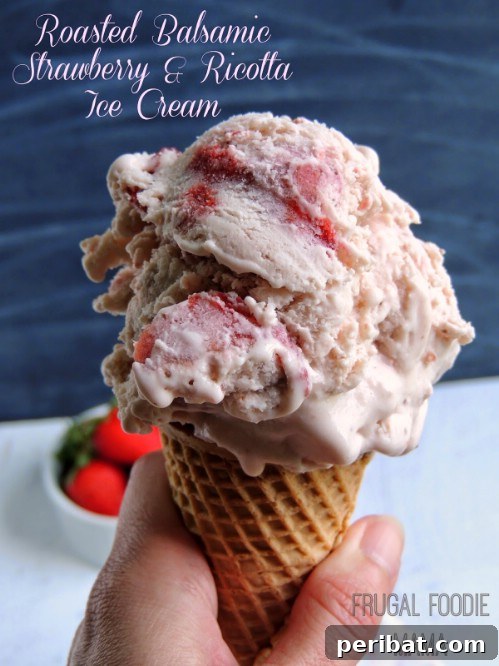 Unique Balsamic Strawberry and Ricotta Ice Cream