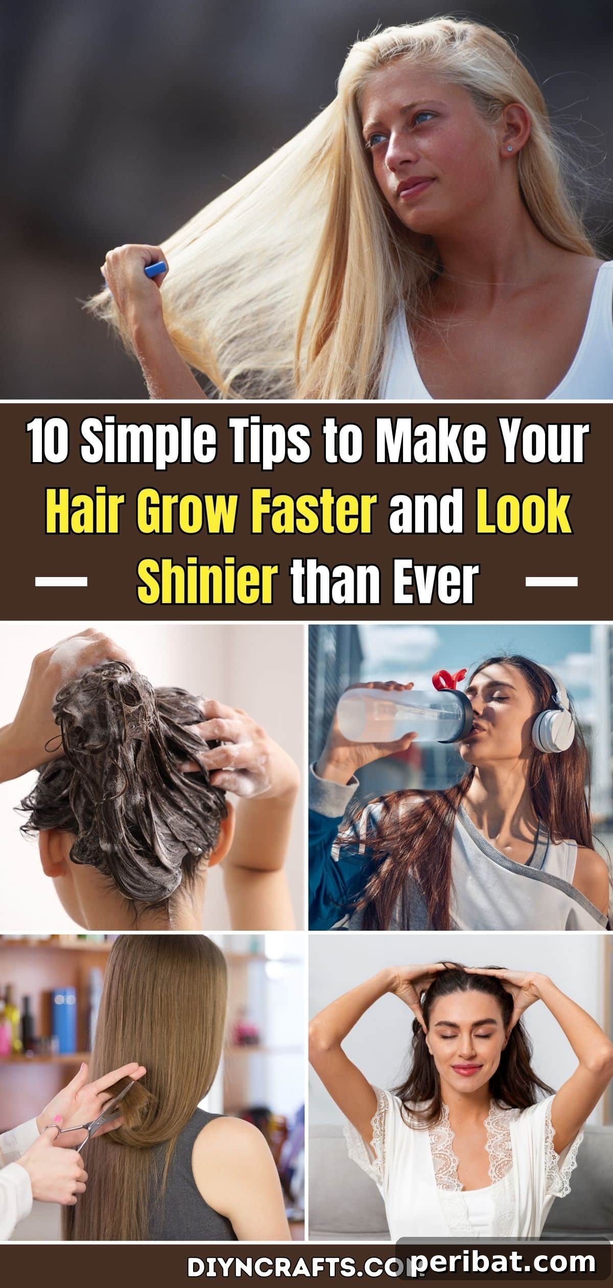 Long, shiny hair cascading down a woman's back, symbolizing healthy and fast-growing hair.