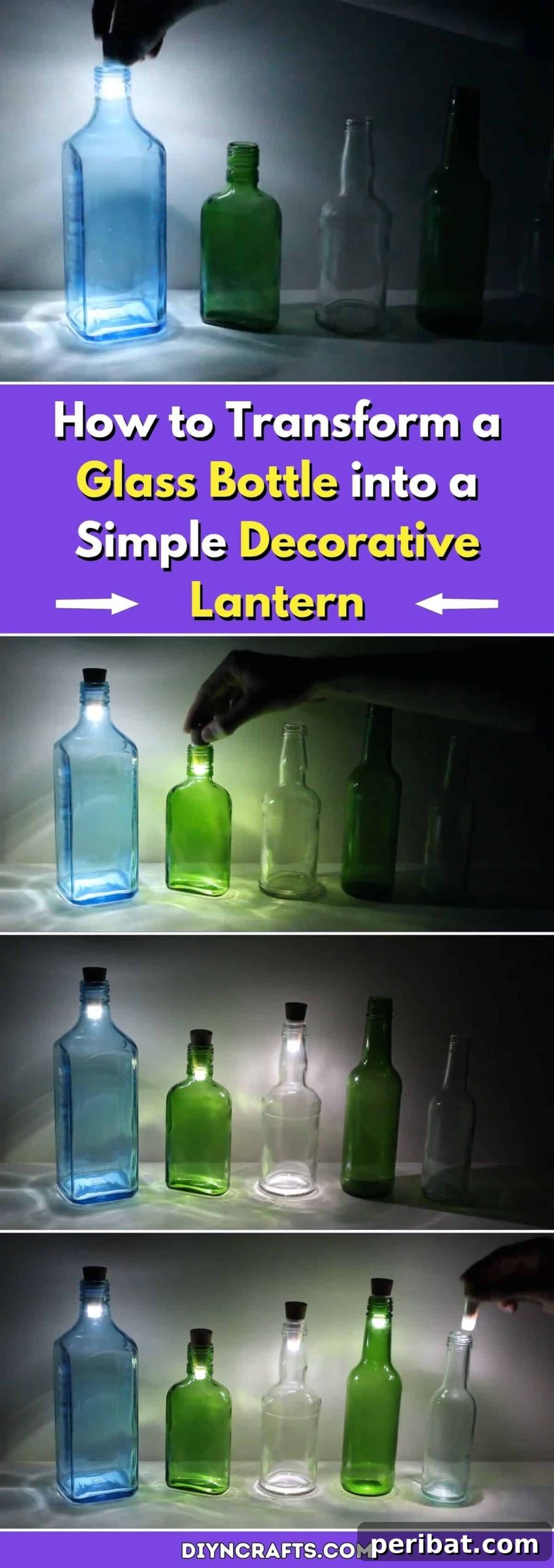 Transform Glass Bottles into Enchanting Lanterns 2 How to Transform a Glass Bottle into a Simple Decorative Lantern pinterest image