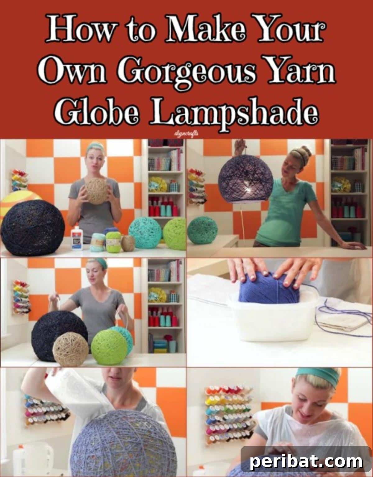 Craft Your Own Stunning Yarn Globe Lampshade 2 How to Make Your Own Gorgeous Yarn Globe Lampshade