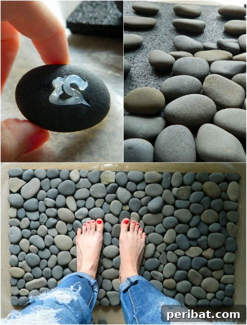 DIY River Stone Bath Mat for a Spa-Like Bathroom Experience