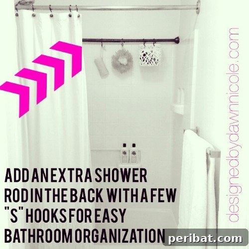 Extra Shower Rod: Vertical Storage for Shampoo, Loofahs, and Bath Toys