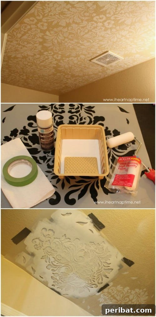 Stenciled Bathroom Ceiling: Unique Decor Idea for Small Spaces