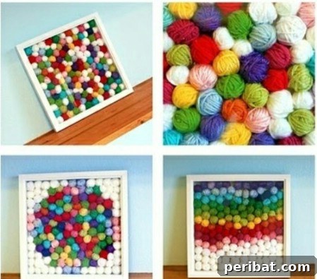Yarn ball collage art