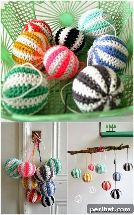 Knitted Christmas ball ornaments