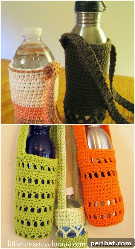 DIY knitted water bottle carriers