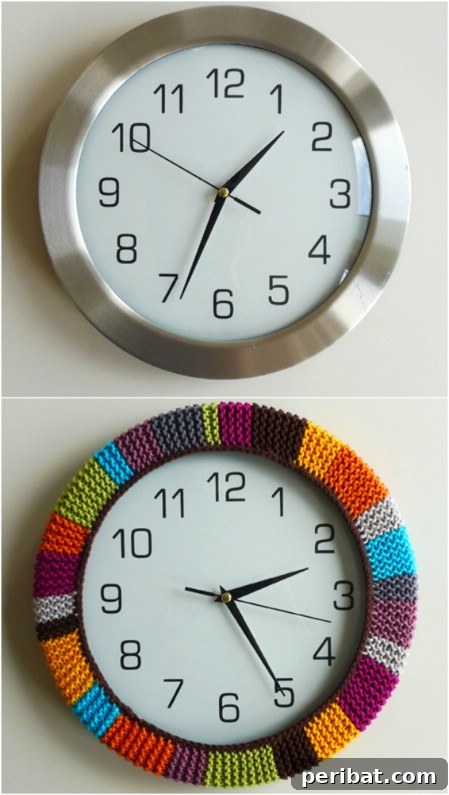 Yarn cozy for a clock