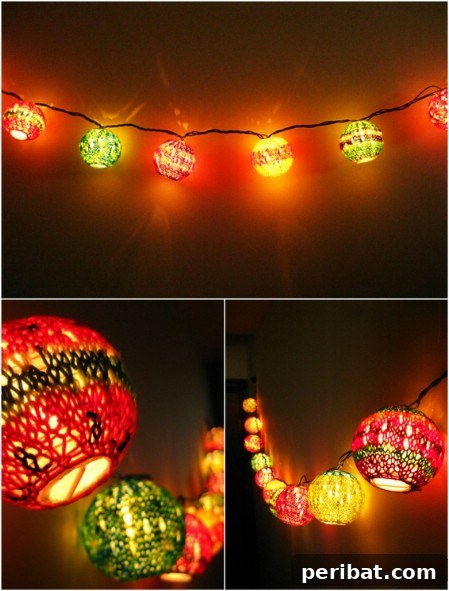 DIY colorful yarn lanterns