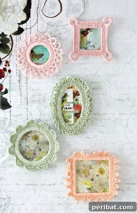 Crochet a picture frame with yarn
