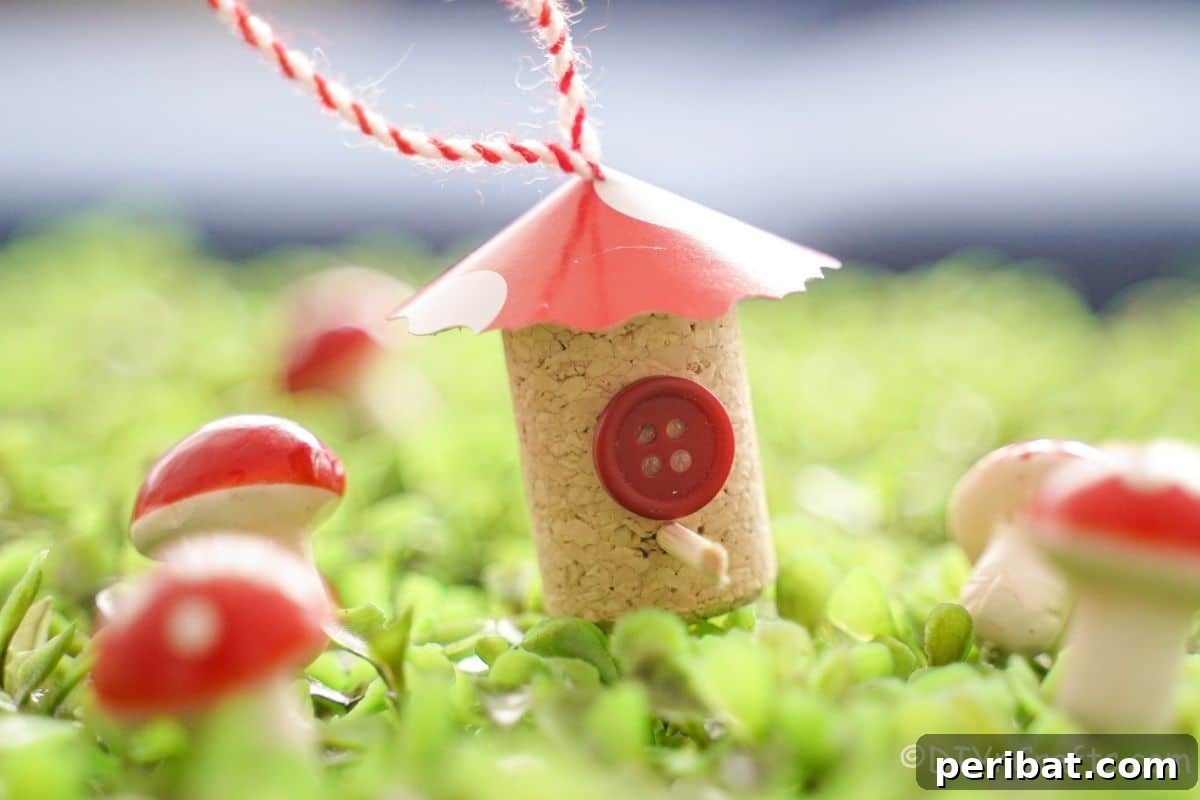 wine cork fairy house on clover