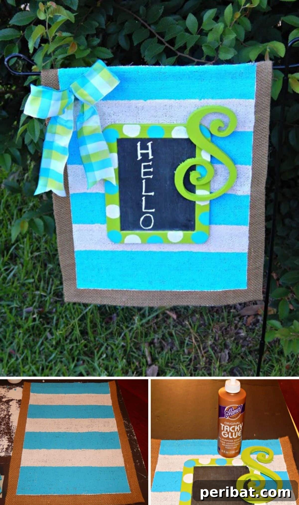 A creative chalkboard garden flag allowing daily customization of messages and designs, offering endless possibilities.