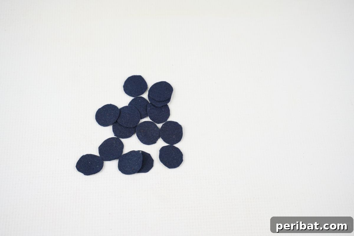black felt circles on white table