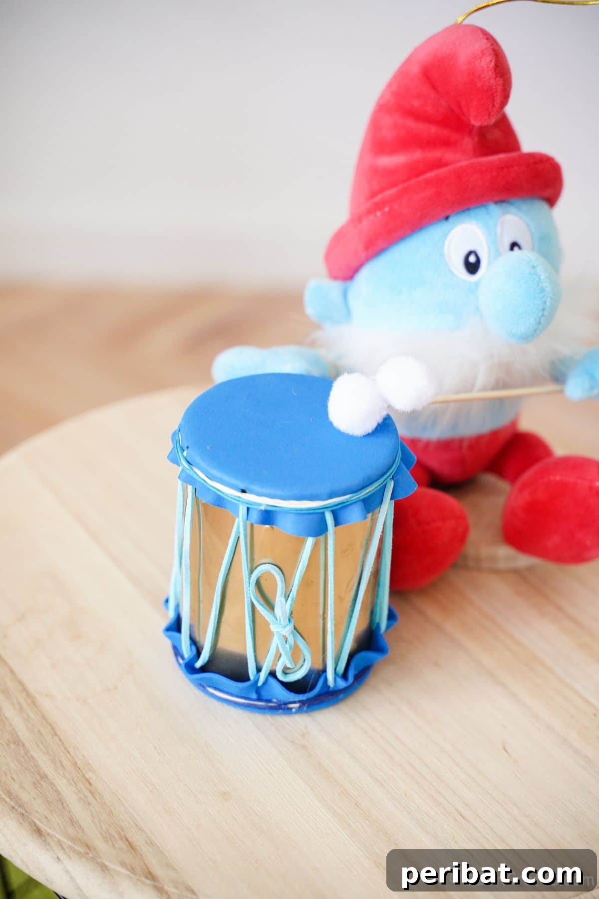 Percussion from the Pantry: Upcycled Tin Can Drums 2 smurf by mini drum on table