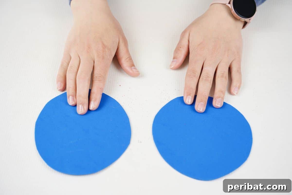 Percussion from the Pantry: Upcycled Tin Can Drums 10 two foam paper circles on white table