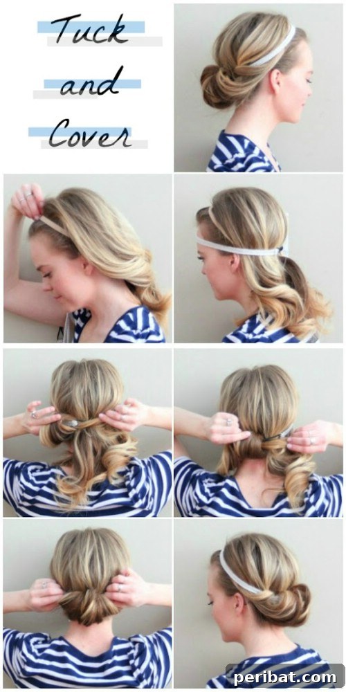 20 Stunning 5-Minute Hairstyles for Busy Bees 16 The Tuck and Cover hairstyle