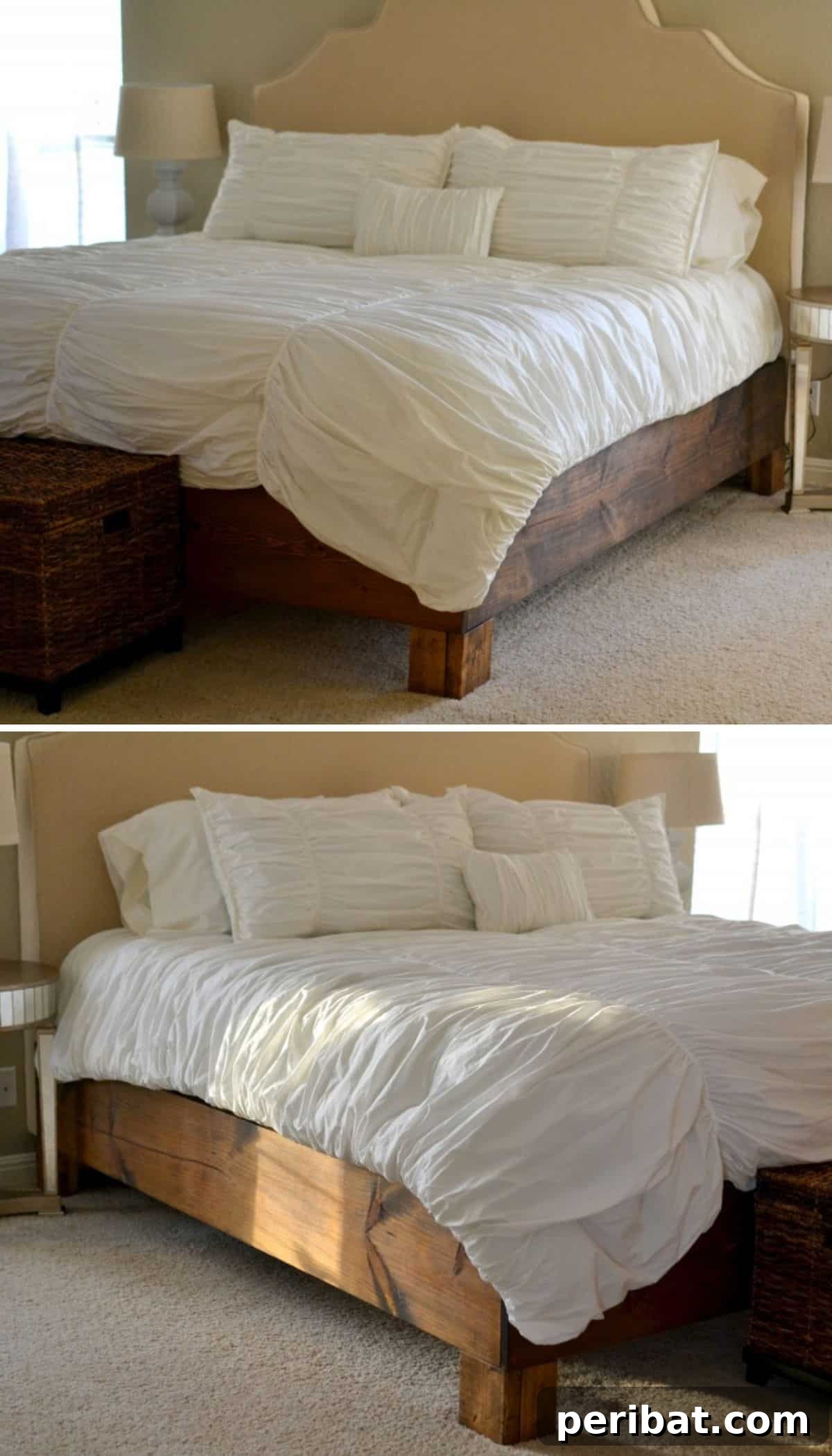 Inviting DIY Rustic Romantic Bed Frame for a Cozy Bedroom Retreat