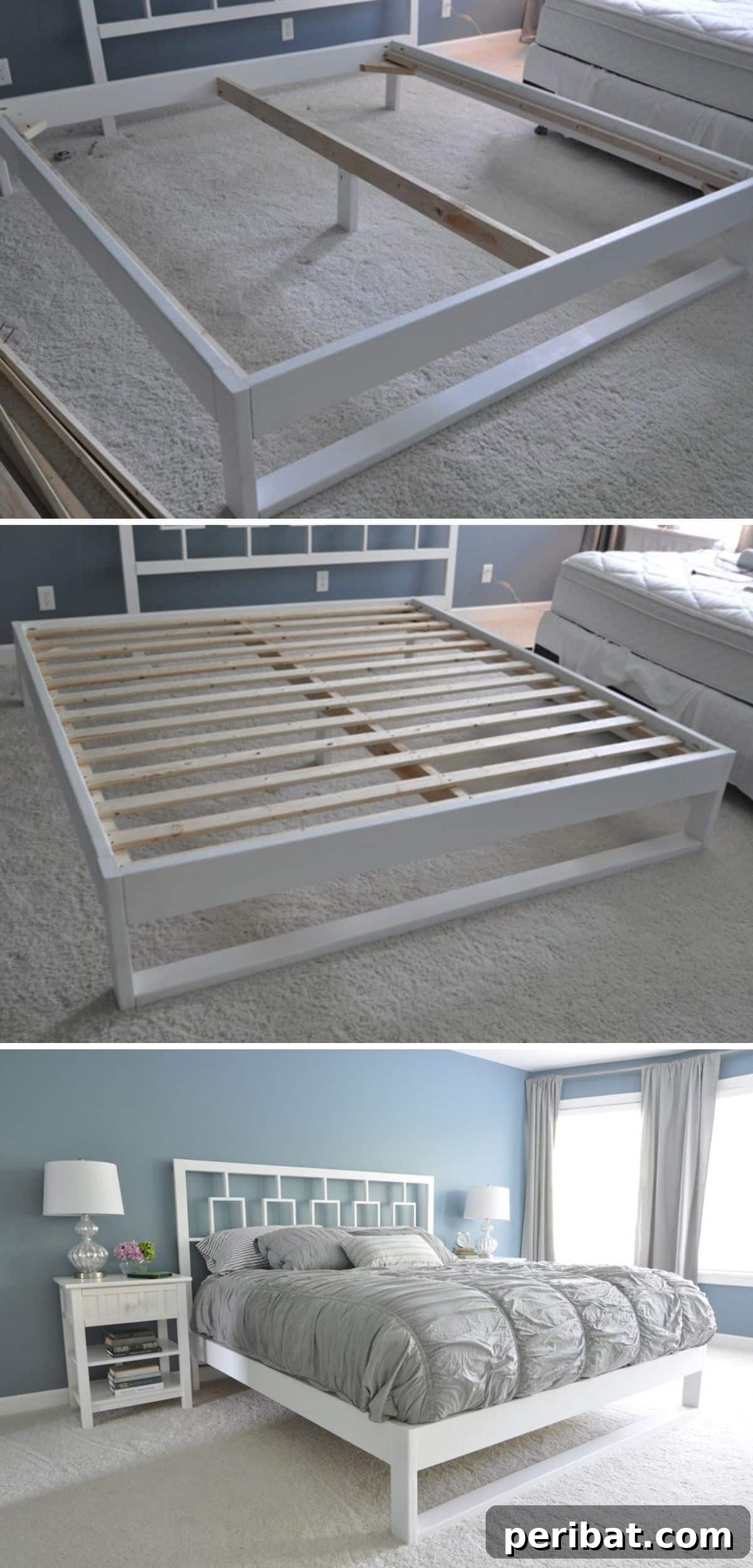 Elegant DIY Simple White Bed Frame with Modern Minimalist Details