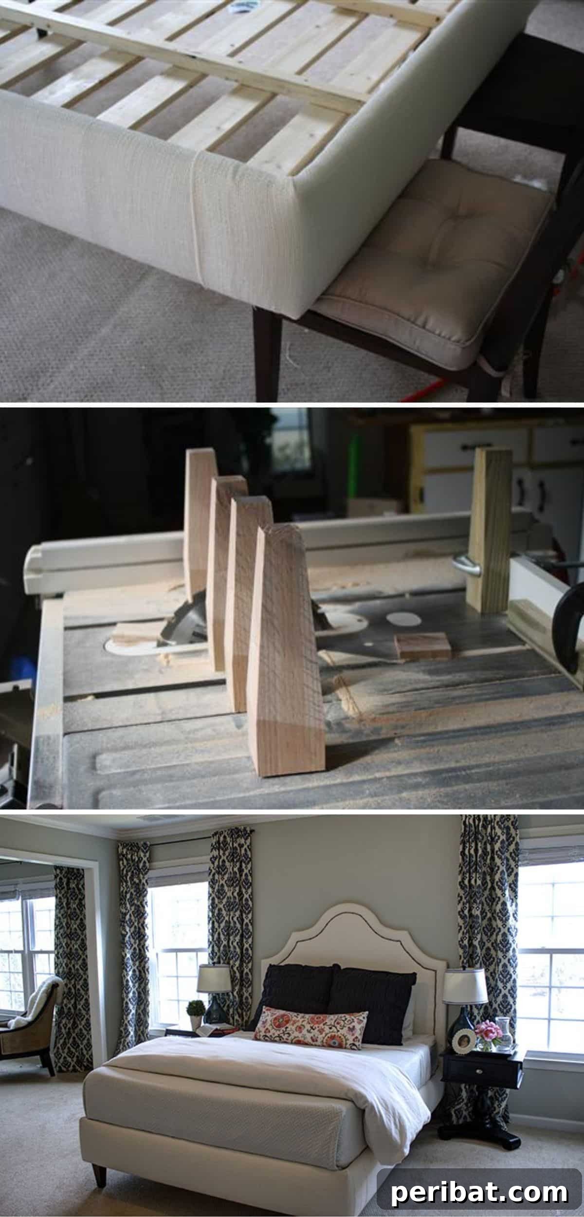 Luxurious DIY Upholstered Queen Size Bed Frame on a Budget