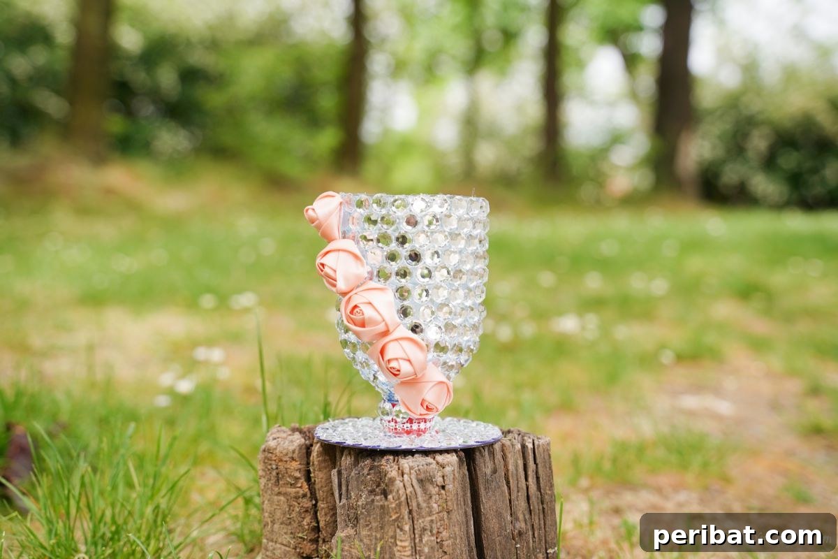 Radiant Recycled Rhinestone Vase 6 rhinestone vase on stump