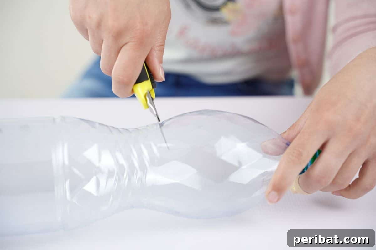 Upcycled Bottle Birdhouse 22 craft knife cutting plastic bottle