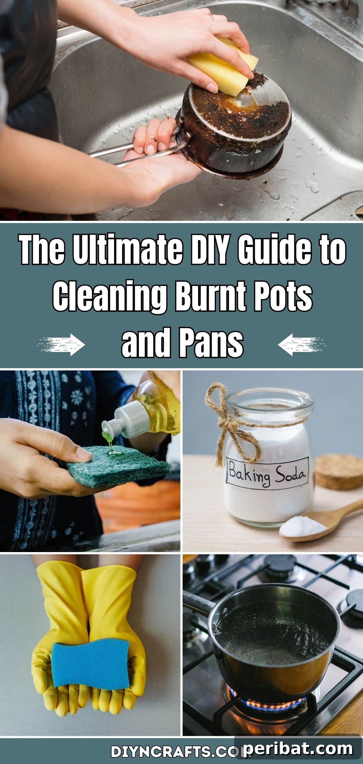 Burnt Pot Revival: DIY Secrets for Sparkling Cookware 2 The Ultimate DIY Guide to Cleaning Burnt Pots and Pans pinterest image