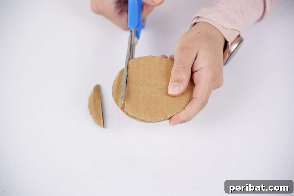 Eco-Chic Bottle Bags: Colorful DIY 11 blue scissors cutting edge of cardboard circle