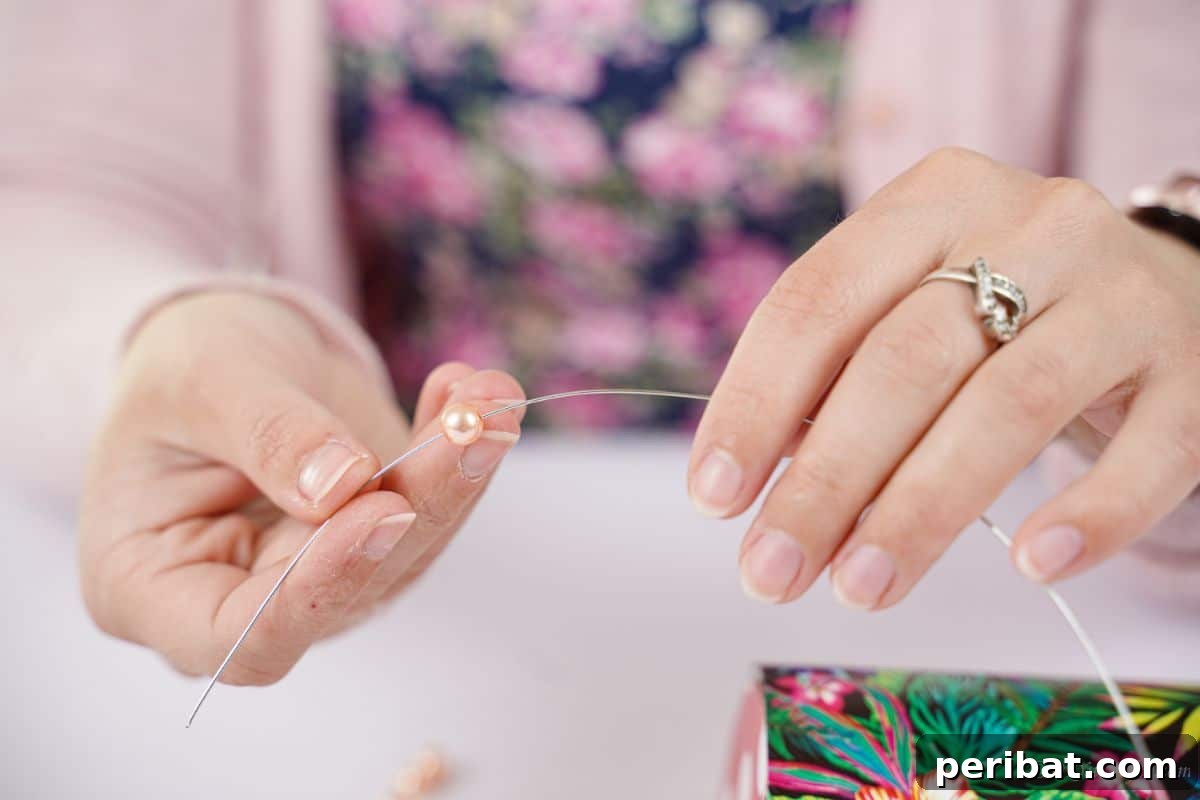 Eco-Chic Bottle Bags: Colorful DIY 19 hand stringing fake pearls onto wire
