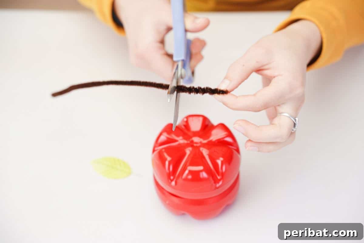 Charming Apple Plastic Bottle Teacher Gift 16 gray scissors cutting brown pipe cleaner