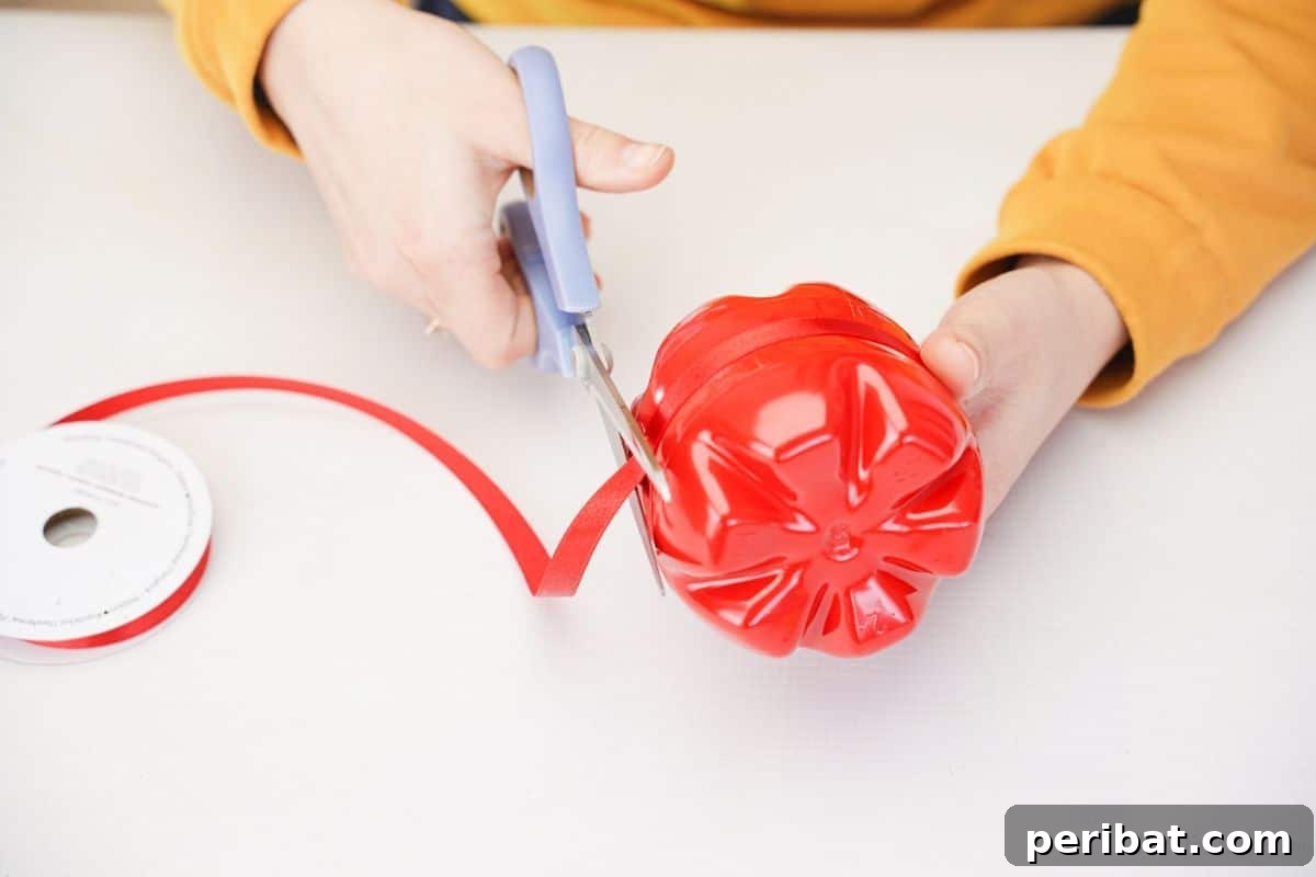 Charming Apple Plastic Bottle Teacher Gift 10 gray scissors cutting red ribbon around plastic bottle apple
