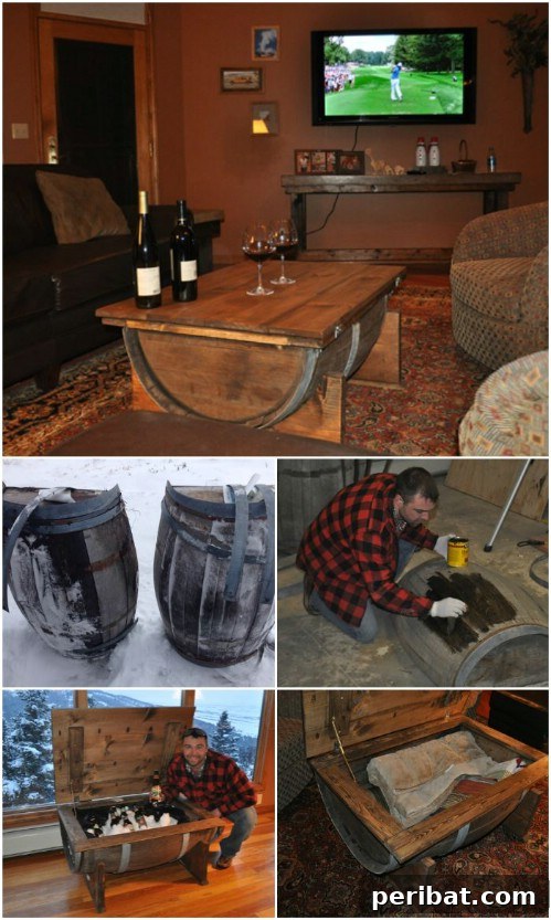 26 Creative DIY Coffee Table Designs to Enhance Your Home 12 Whiskey/Wine Barrel