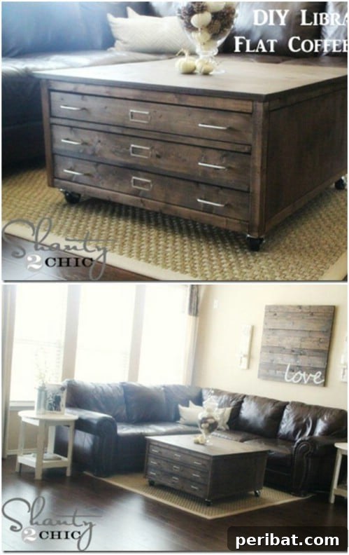 26 Creative DIY Coffee Table Designs to Enhance Your Home 18 Library Drawers