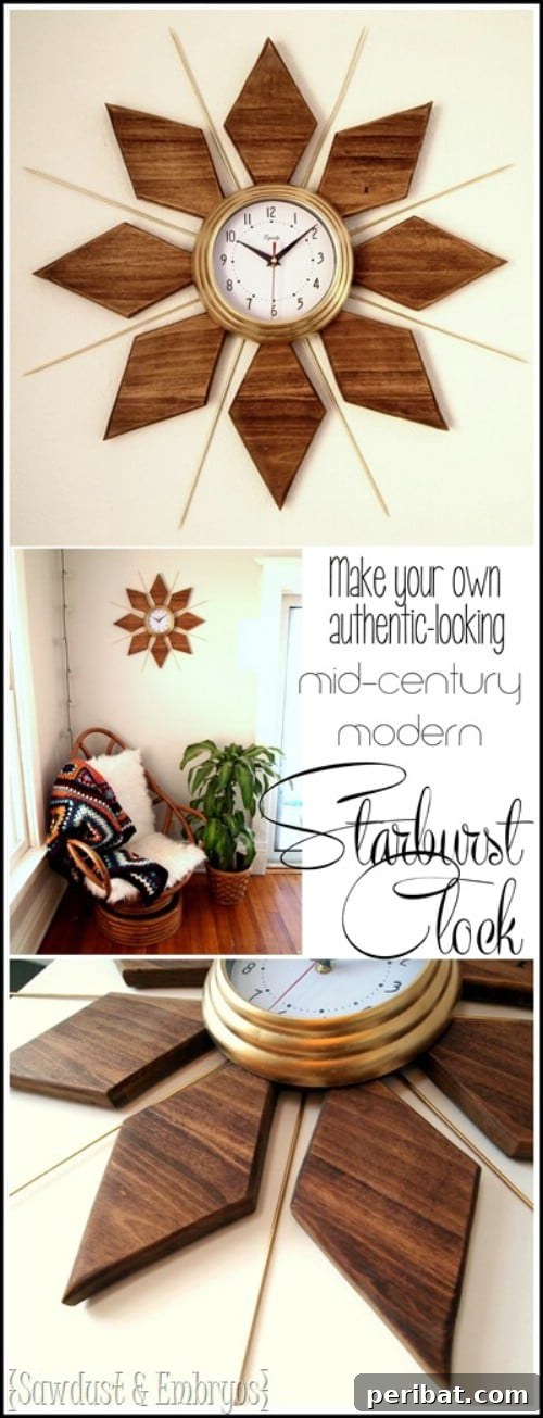 27 Dazzling DIY Clocks A Timely Home Transformation 8 Mid-Century Starburst