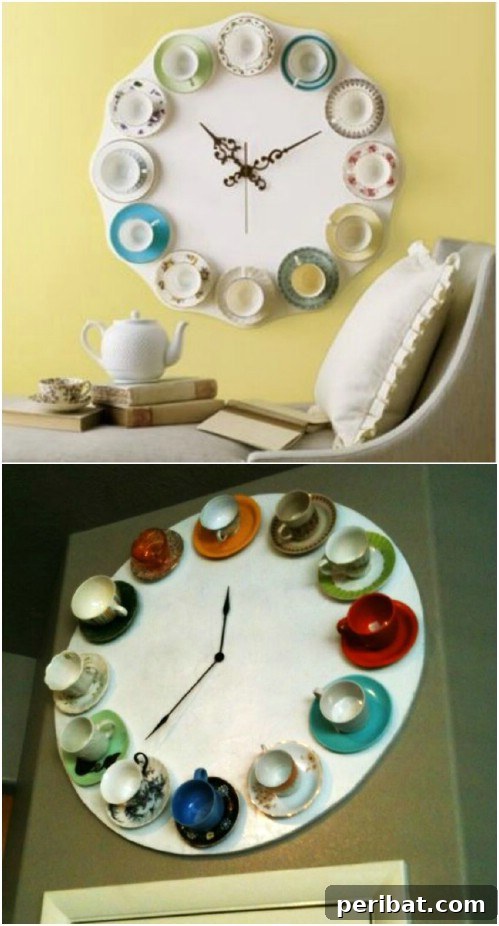 27 Dazzling DIY Clocks A Timely Home Transformation 9 It’s Always Tea Time