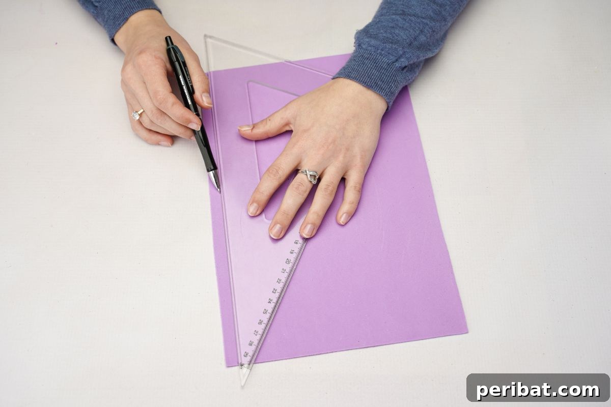 From Bottle to Heart: Upcycled Gift Box Craft 5 Measuring and cutting a strip of purple glitter paper.