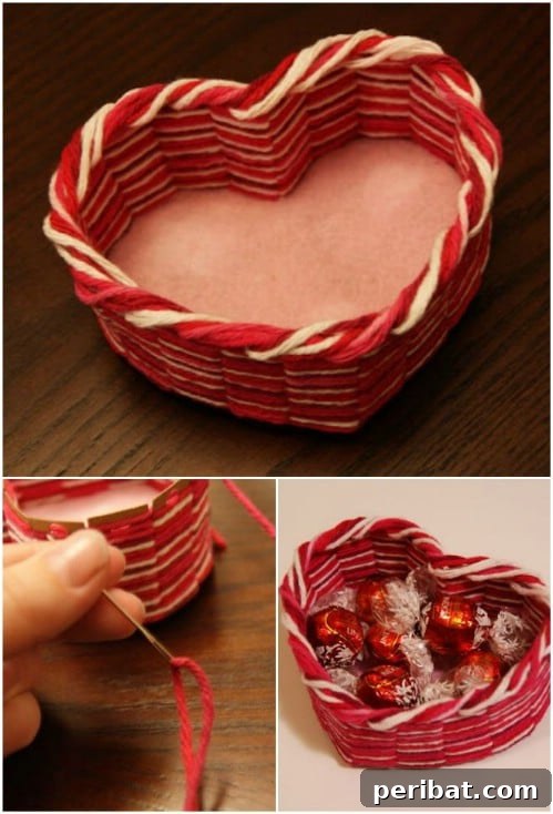 DIY Shoebox Yarn Heart Box
